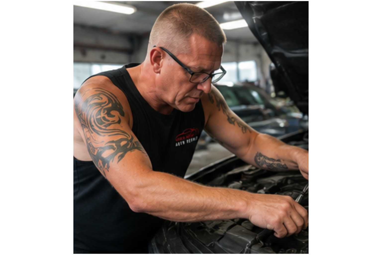 Mike working on an engine